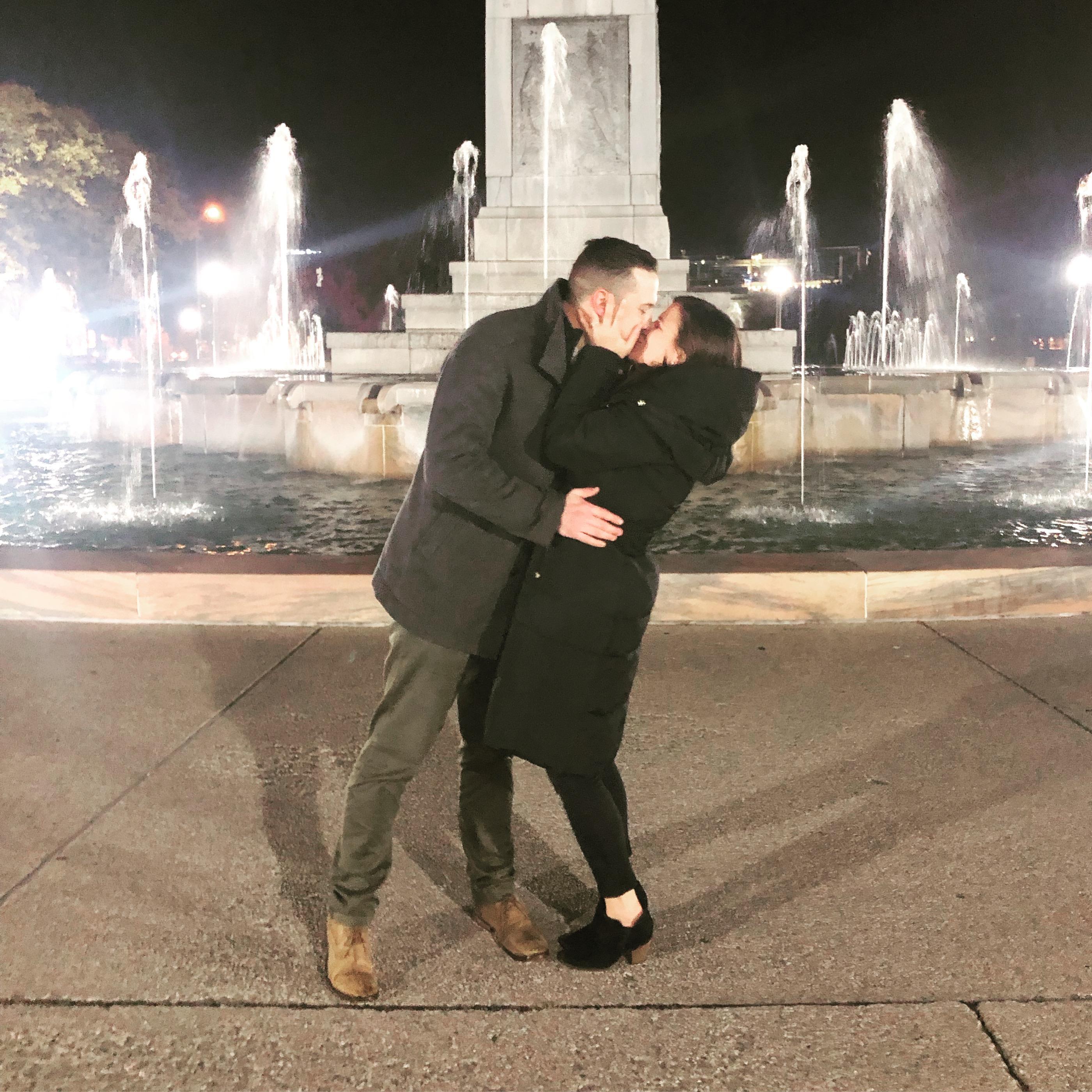Whit executed the perfect proposal on the Indiana World War Memorial on 11/7/2018.