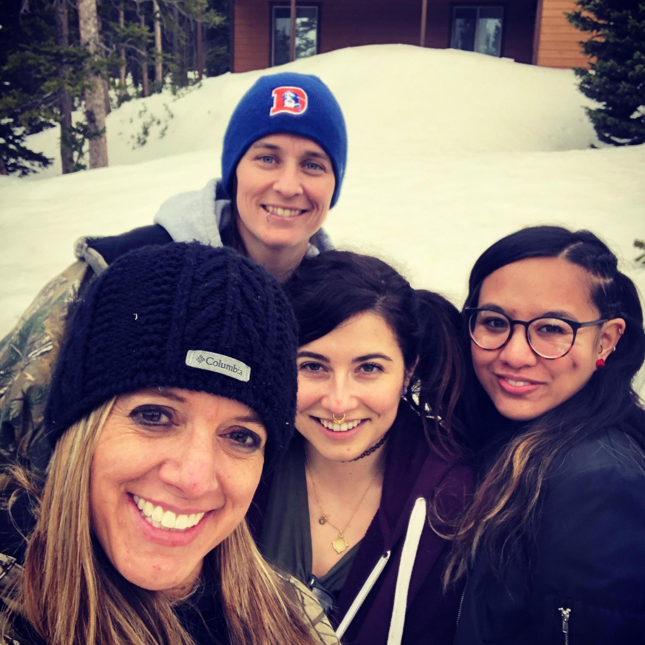 Surprise birthday party for Emily's 30th, Sheena, Emily, Krystal & Chantalle at a cabin in the Colorado mountains!