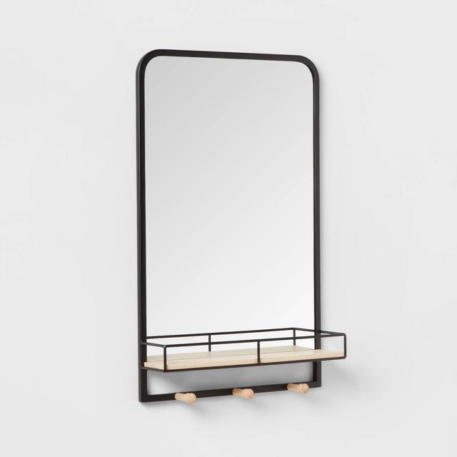 Wood Entryway Organizer with Mirror Large Natural - Brightroom™