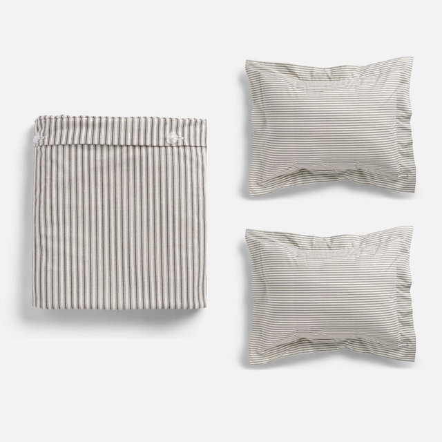 Ticking Stripe Duvet Cover and Shams Bundle