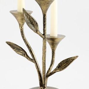 Botanical Forged Iron Candle Holder | Triple Tapper