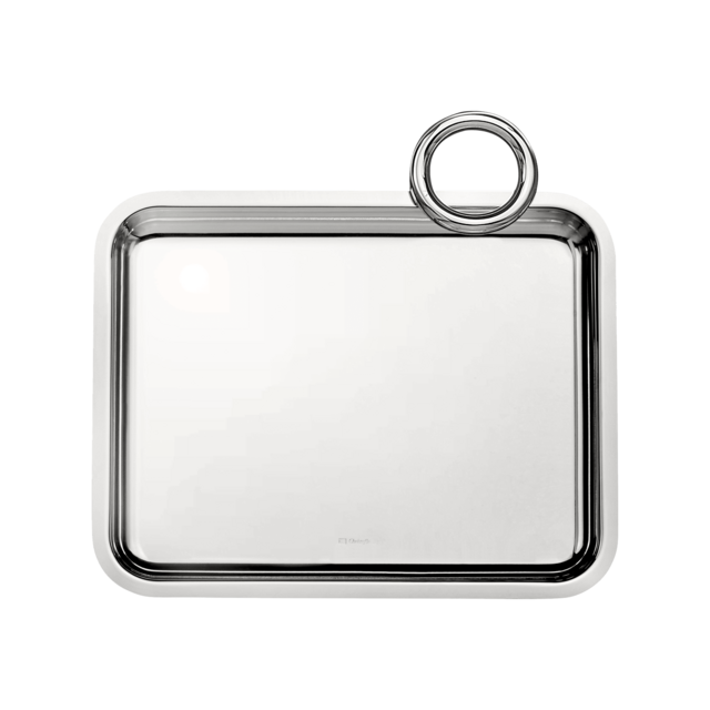 Christofle Silver-Plated Single-Handle Tray 8 x 6" Vertigo