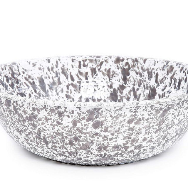 Crow Canyon Home Enamelware Medium Basin, 8 quart, Grey/White Splatter (Single)