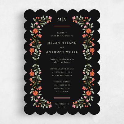 Black Scalloped Wedding Invitation - Blume Classic