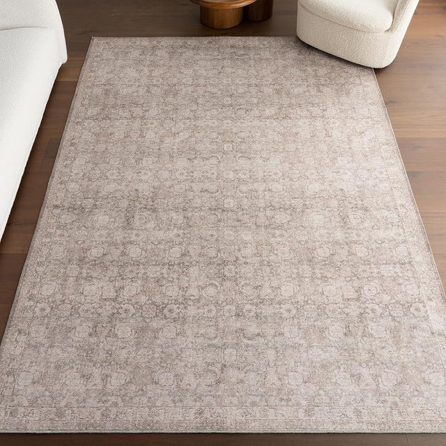 nuLOOM Hillstone Collection 7x9 Area Rug, Traditional Vintage Distressed Medallion, Thick and Soft, Durable Non-Shedding Low Pile Poly/Jute Blend, Easy to Clean, Living Room, Bedroom