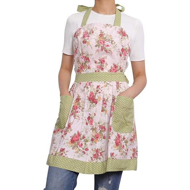 NEOVIVA Kitchen Apron for Women with Pockets, Cute Funny Aprons Cooking Aprons for Women Vintage Apron Dress for Baking BBQ