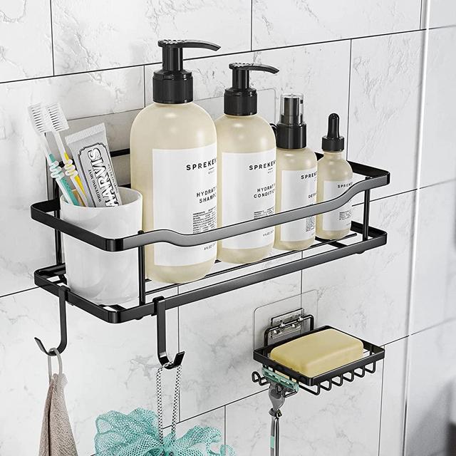 1/2/3/4-Pack Adhesive Shower Caddy, Shower Shelf, No Drilling Rustproof  Stainless Steel OMAIRA Shower Organizer for Inside Shower & Kitchen Storage  (Matte Black)