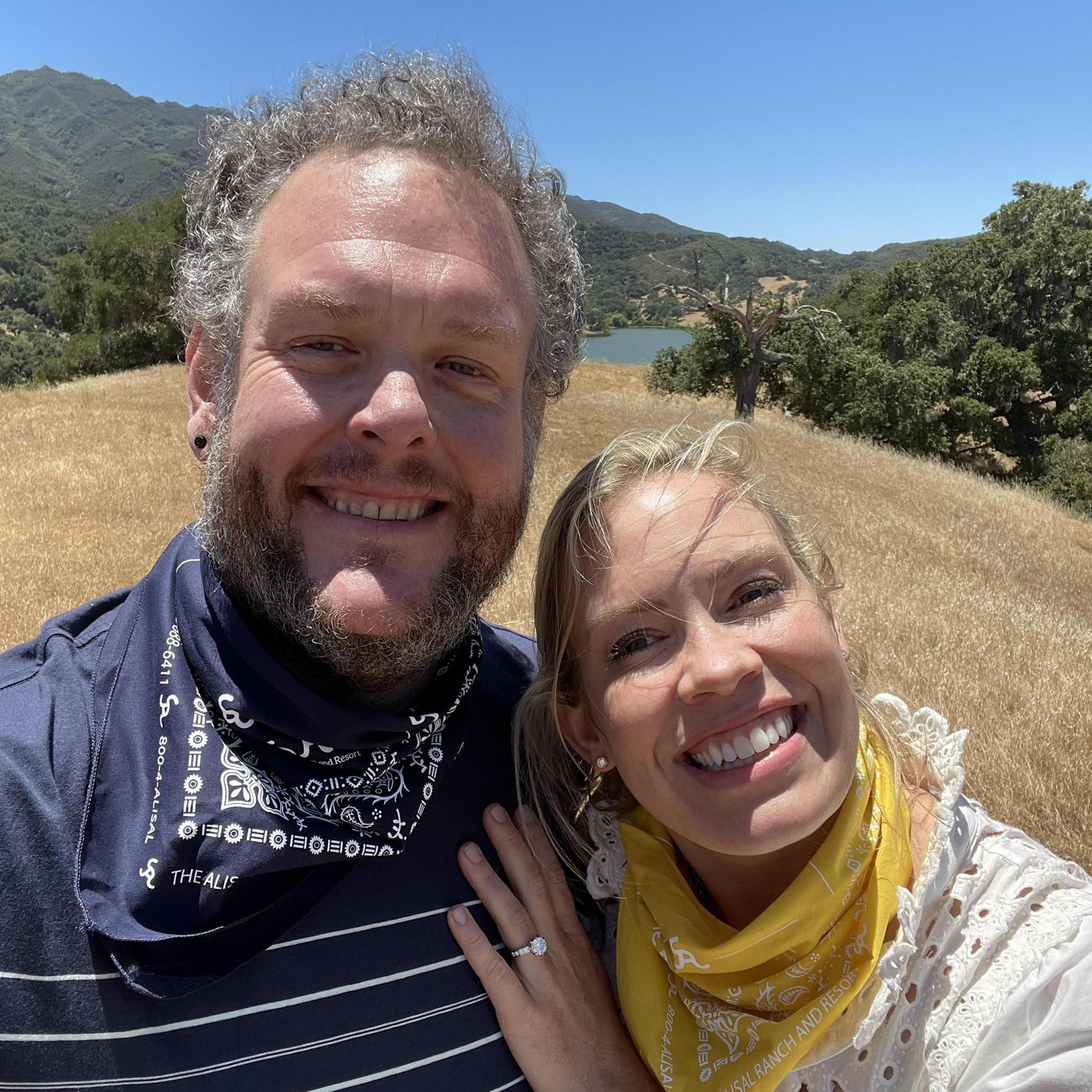 Right after she said yes! Proposal point at The Alisal Lake, June 2021