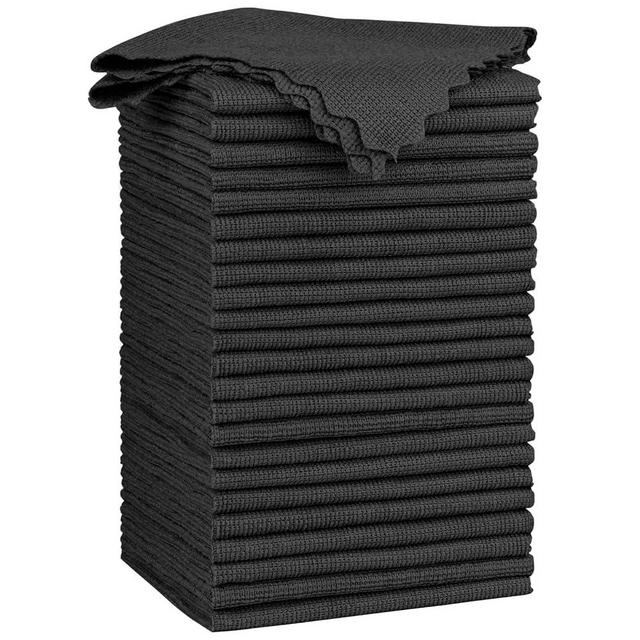 Orighty Cleaning Cloths 12x12 inch, Pack of 24, Highly Absorbent Microfiber Cleaning Supplies, Lint Free Cloths for Multiple-use, Powerful Cleaning Rags for House, Kitchen, Car Care (Black)