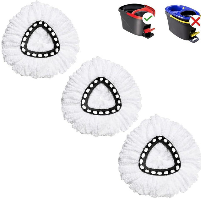 Spin Mop Replacement Head - EasyWring Mop Refills Compatible with Triangle Spin Mop, Great Cleaning Power, Microfiber, Helper for Housework, Machine Washable (3 Pack)