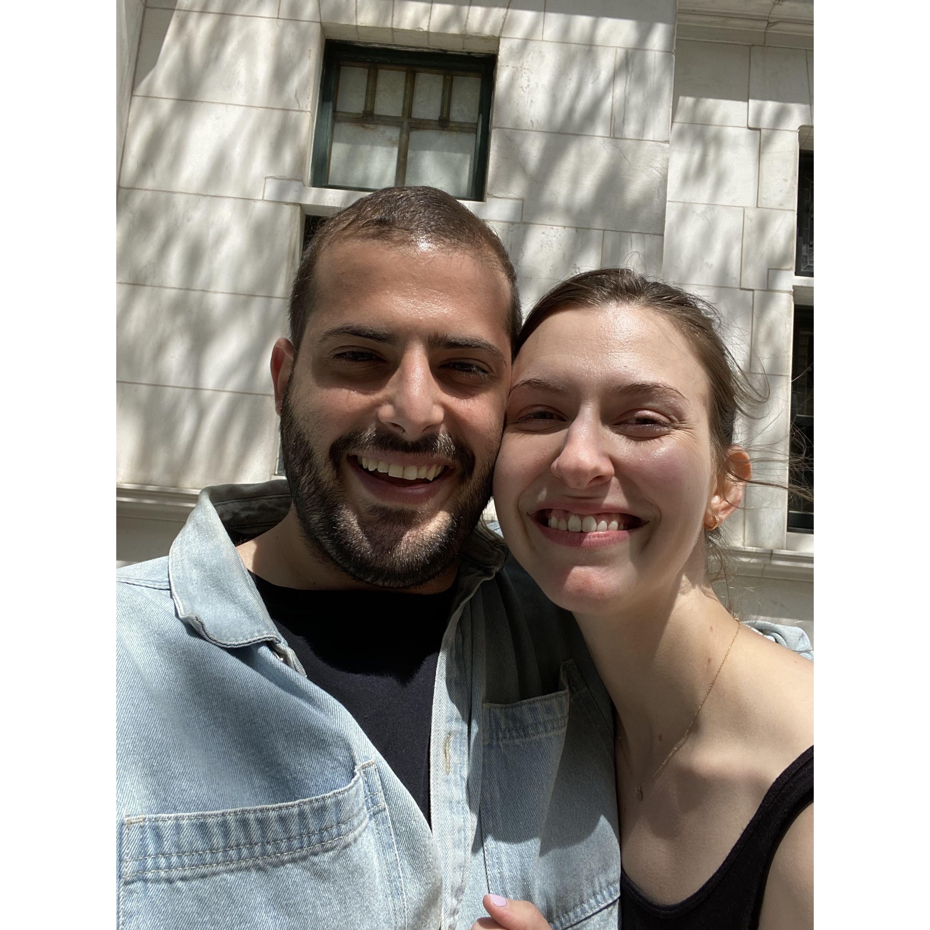 Our first photo together in 2021, exploring the Upper West Side!