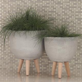 Round Clay Contemporary Planter, Set of 3
