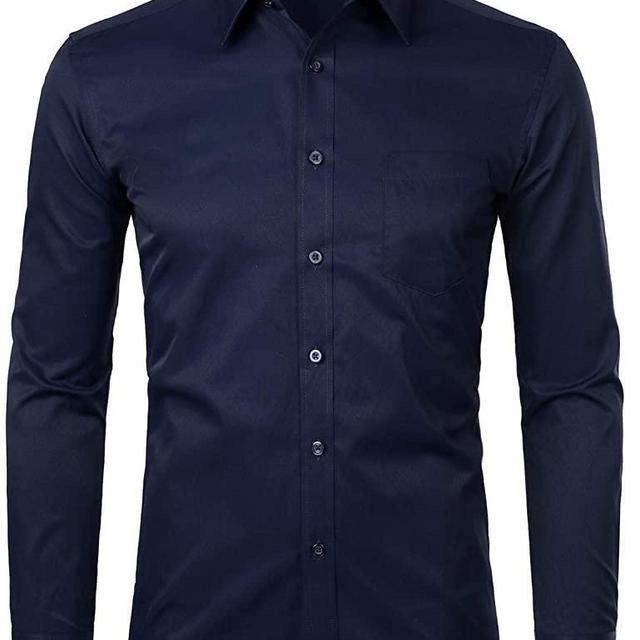 ZEROYAA Men's Long Sleeve Dress Shirt Solid Slim Fit Casual Business Formal Button Up Shirts with Pocket