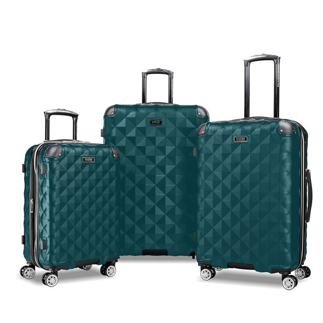 Kenneth Cole REACTION Diamond Tower Collection Lightweight Hardside Expandable 8-Wheel Spinner Travel Luggage, Deep Teal, 3-Piece Set (20", 24", & 28")