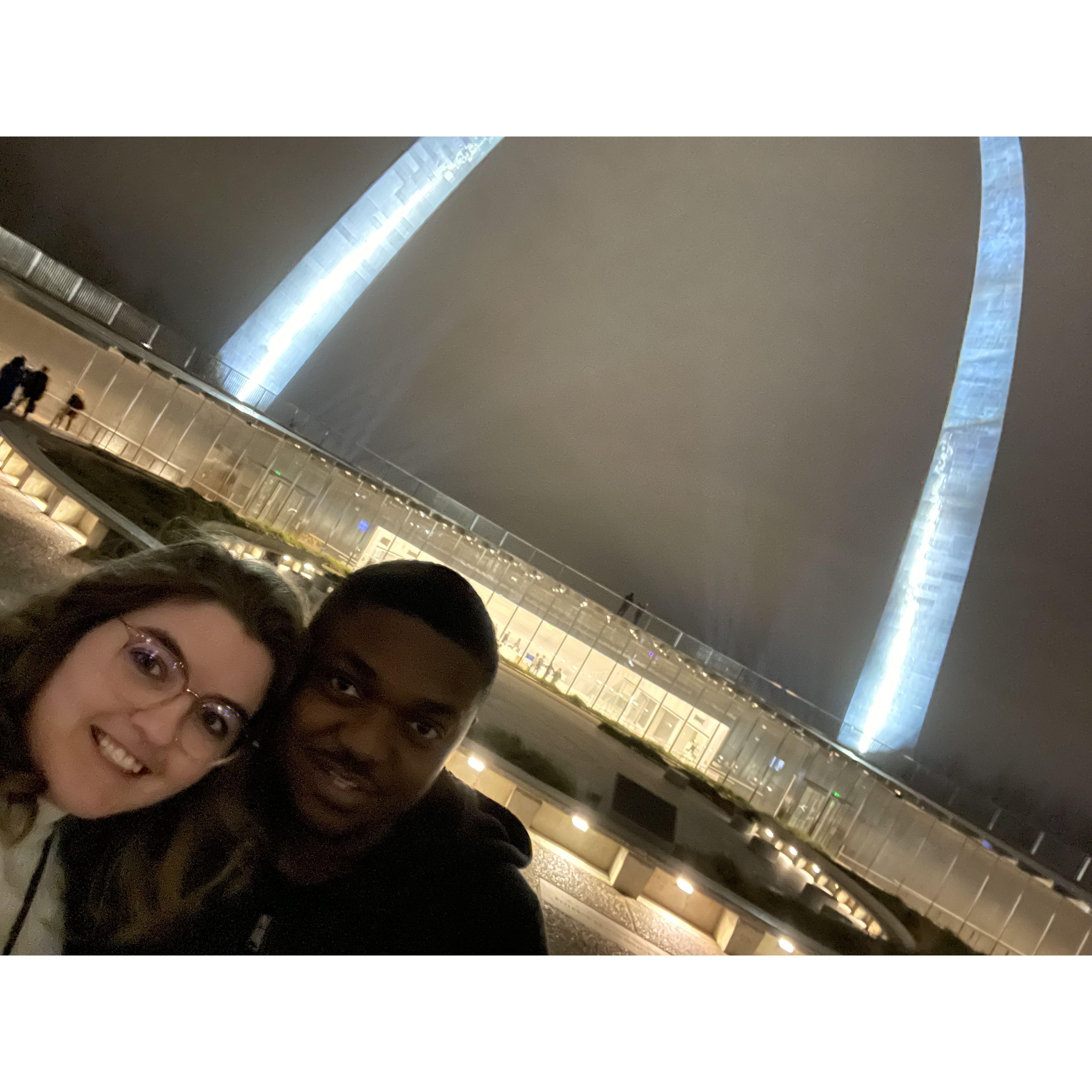 Who wouldn't get a picture in front of the St. Louis Arch at night?!