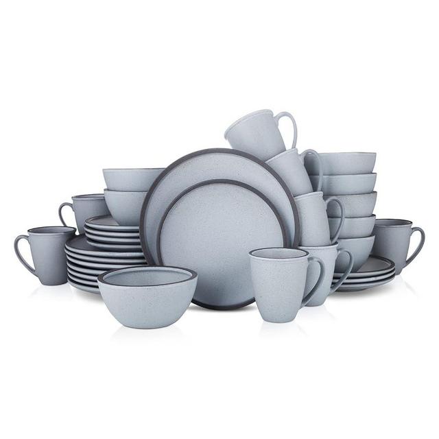Stone Lain Tina Rustic Stoneware Dinnerware Set, Blue and Grey,32 Piece Service for 8