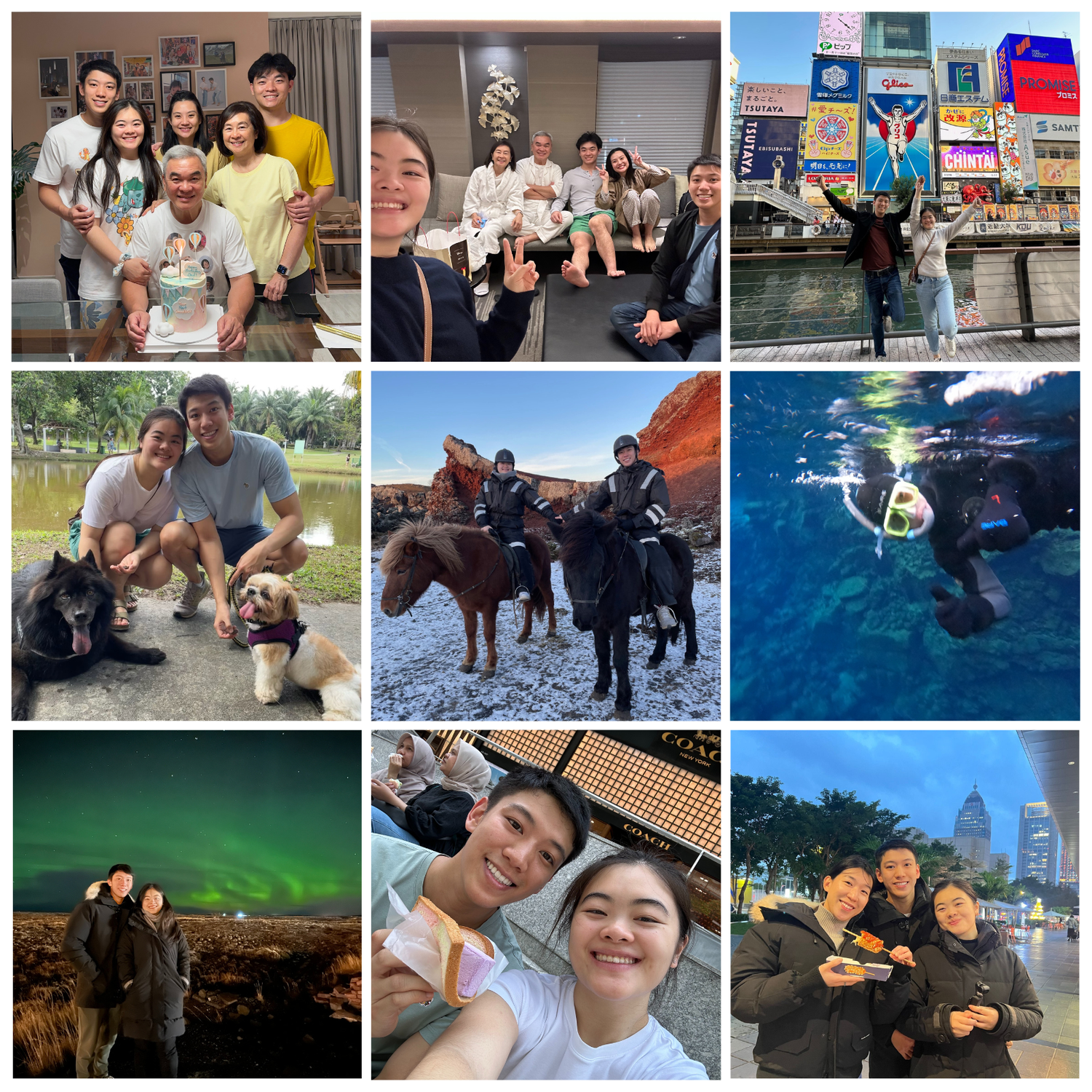 After a succesful surprise trip to Osaka, Yen and Brian got their first auroras in Iceland after we welcomed Yue An! An amazing and thirlling experience before ending the year in Taipei with the Yehs