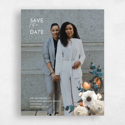 Orange Wedding Save the Date - Camellia Portrait