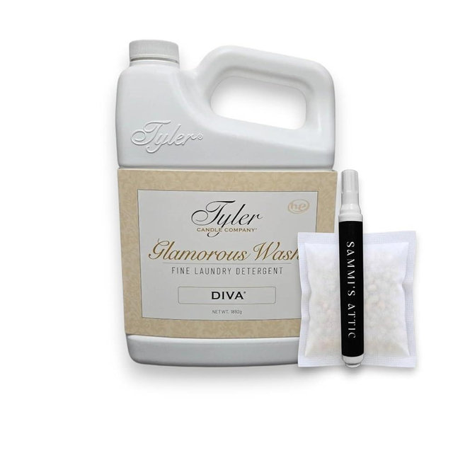 Tyler Diva Laundry Detergent 64 oz - Tyler Candle Company Diva Wash Laundry Detergent with Stain Remover Pen and Dryer Sachet - Hand and HE Machine Washing