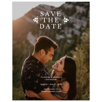 White Wedding Digital Save the Date - Cabrillo Portrait