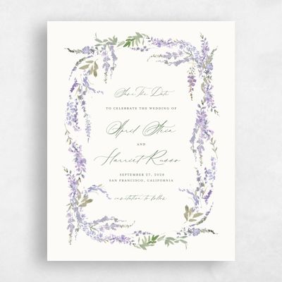 Purple Fall Wedding Save the Date - Riga Portrait