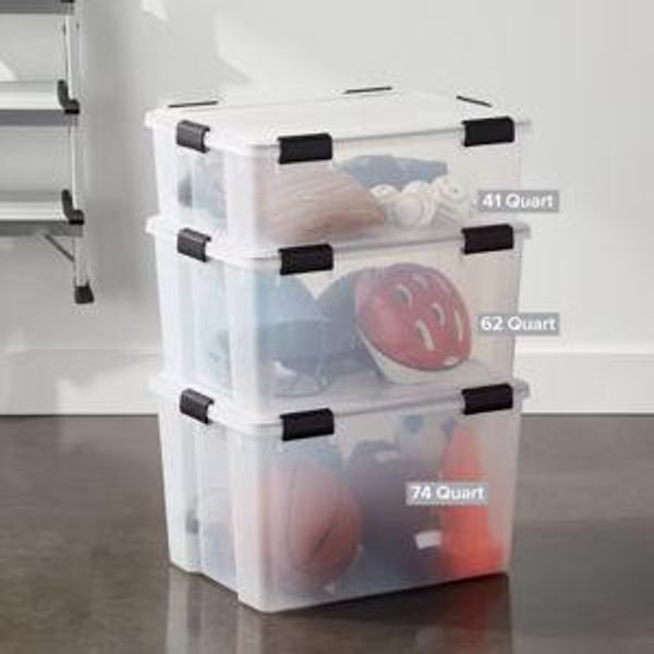 Clear Weathertight Totes - 46 qt.