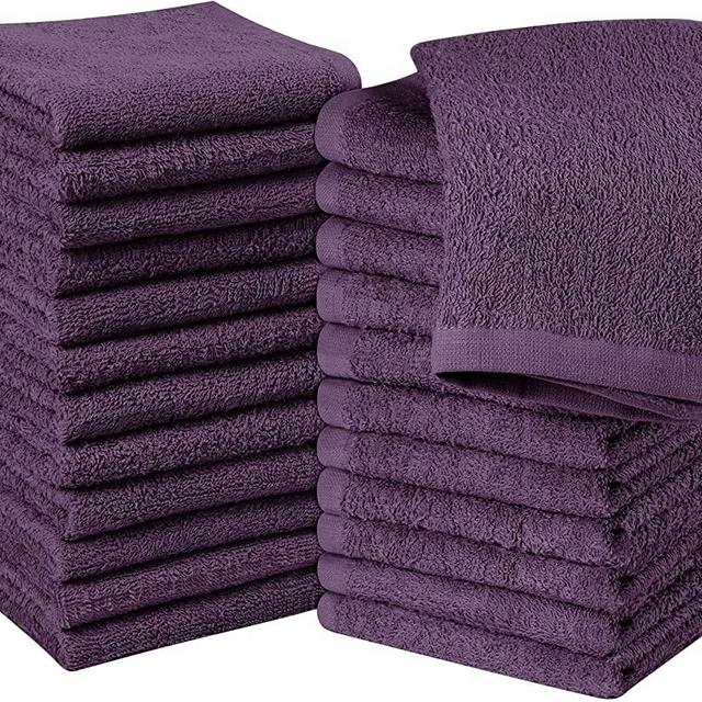 Utopia Towels Cotton Plum Washcloths Set - Pack of 24-100% Ring Spun Cotton, Premium Quality Flannel Face Cloths, Highly Absorbent and Soft Feel Fingertip Towels