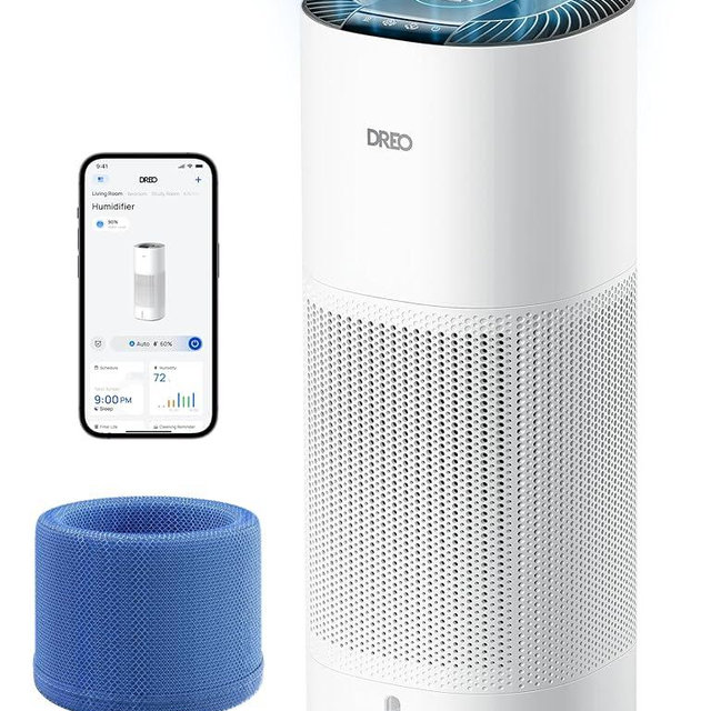 DREO Smart Evaporative Humidifier Large Room up to 1000ft², 800ml/h High Output Air Humidifiers for Bedroom, 10L, 50H Long Runtime with Precise Humidification for Plants, Home, Office, White, HHM774S