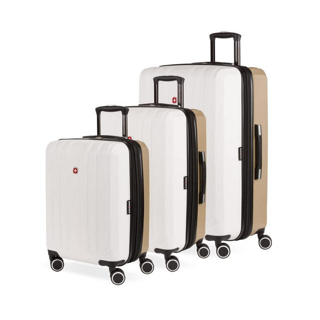 SwissGear 8028 Hardside Expandable Spinner Luggage, Ivory/Taupe, 3-Piece Set (19/24/28)