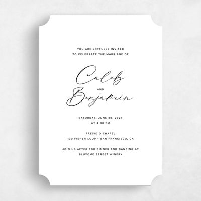 White Ticket Wedding Invitation - Halbert Portrait