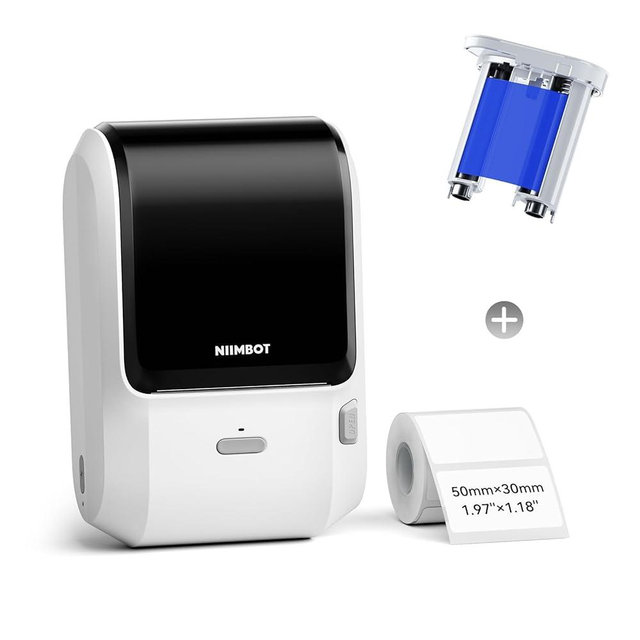 NIIMBOT M3 Label Maker with Blue Ribbon, 3 Inch Bluetooth Sticker Printer Color Printing Thermal Transfer Printer for Small Business Clothing, Address, Cable Storage, Compatible with Phones & PC