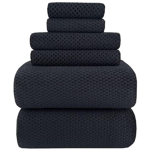 YTYC Towels,39x78 Inch Oversized Bath Sheets Towels for Adults Luxury Bath Towels Extra Large Sets for Bathroom Super Soft Highly Absorbent Microfiber Shower Towels 80% Polyester(Black,6 Piece)