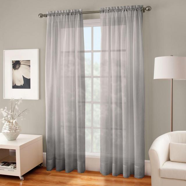 Crushed Voile Sheer 63-Inch Rod Pocket Window Curtain Panel in Fog