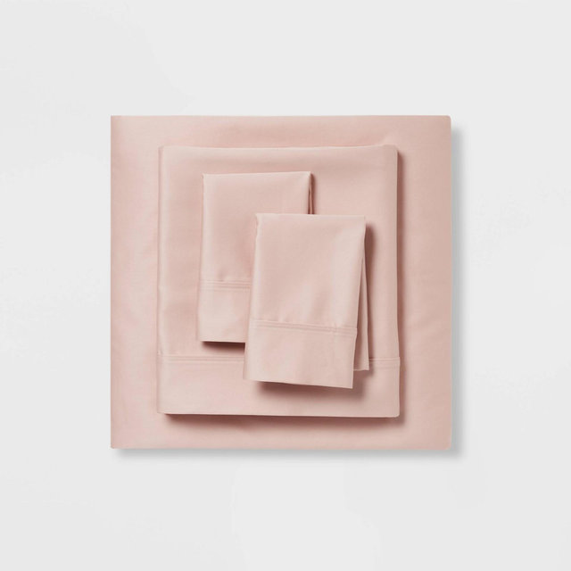 Twin/Twin XL 400 Thread Count Solid Performance Sheet Set Blush - Threshold™