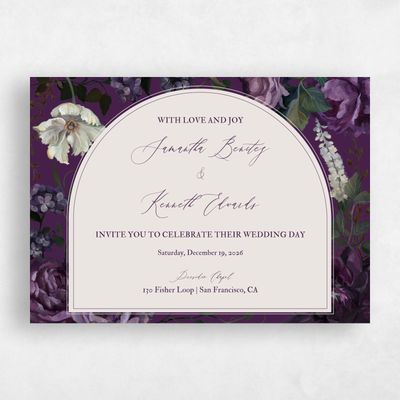 Eggplant, Purple Wedding Invitation - Mystic Landscape