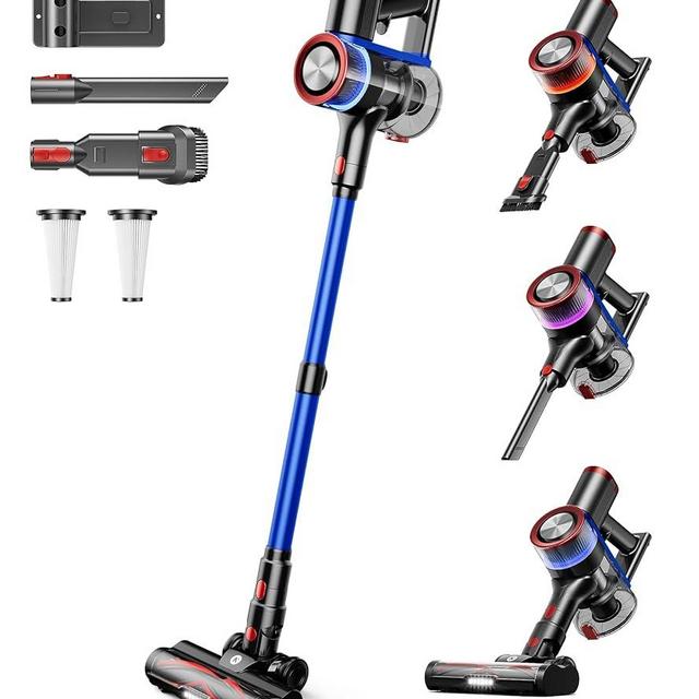 NADALY Cordless Vacuum Cleaner, 550W 45Kpa 65Mins Vacuum Cleaners for Home, Stick Vacuum with LED Display, Anti-Tangle, Self-Standing, 8-in-1 Lightweight Vacuum for Hardwood Floor/Carpet/Pet Hair