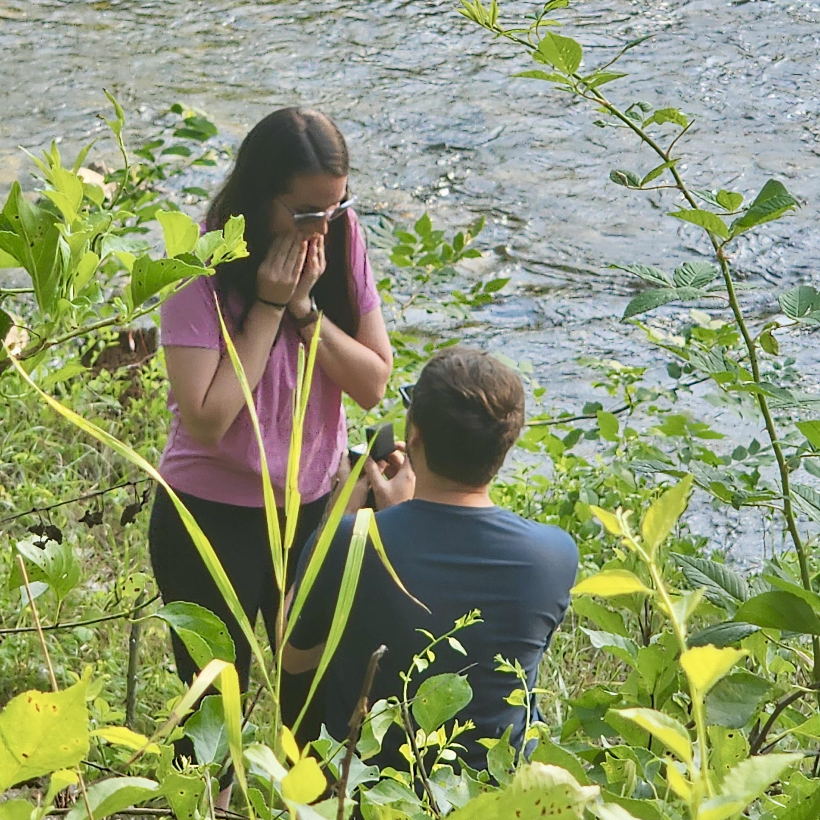 Proposal in action. Thanks to John Ford for hiding for the surprise photos