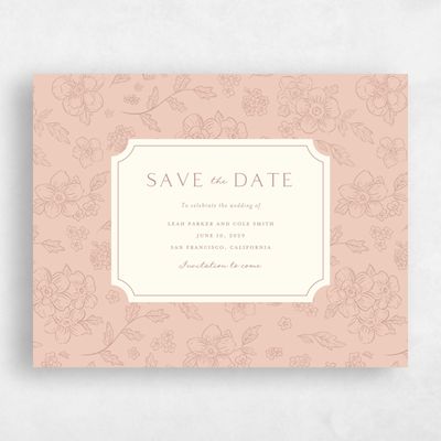 Peach, Orange Wedding Save the Date - Selindra Landscape