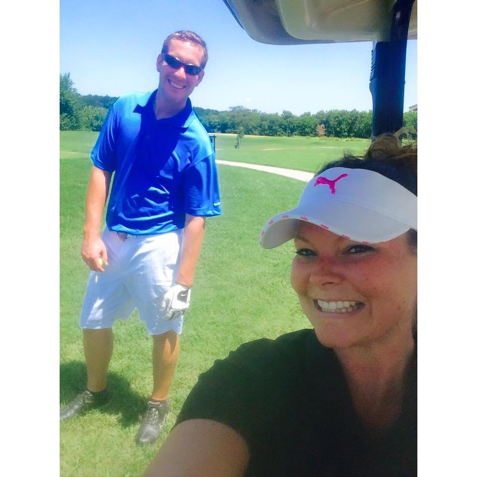 He puts up with my golf swing.