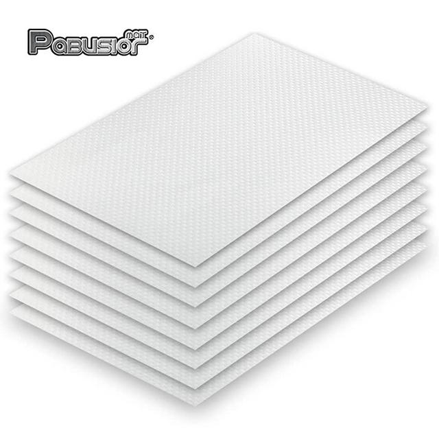 PABUSIOR Refrigerator Liners Mats Washable, EVA Transparent 11.8"x17.7" Fridge Shelf Liner, Reusable Kitchens Refrigerator Pads for Fruit, Vegetable Drawers, Raindrop Non-Slip (Clear 8/Pack)
