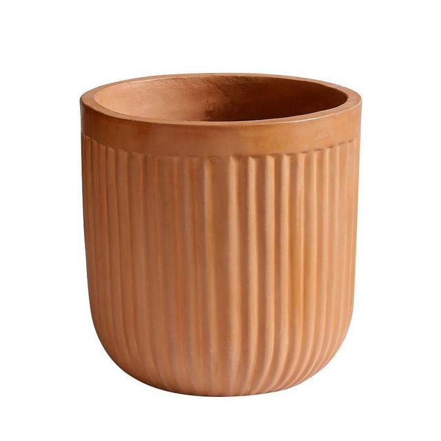 Terra Cotta Concrete Fluted Planter, Medium