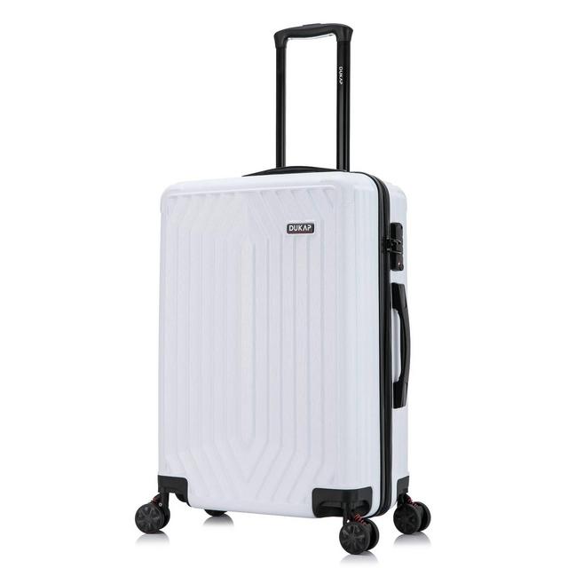 DUKAP STRATOS Lightweight Hardside Medium Checked Spinner Suitcase - White