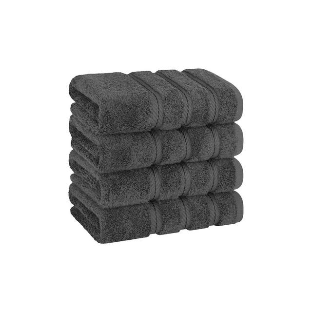 American Soft Linen 4 Pack Hand Towel Set, 100% Cotton, 16 inch by 28 inch, Hand Face Towels for Bathroom, Dark Gray