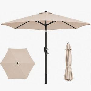 7.5ft Patio Umbrella, Outdoor Table Market Umbrella with Smooth Crank Lift, 6 Windproof Fiberglass Ribs, UPF50+ UV Protection for Deck, Pool, Garden and Backyard