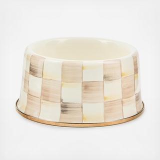 Mocha Check Stainless Steel Pet Dish