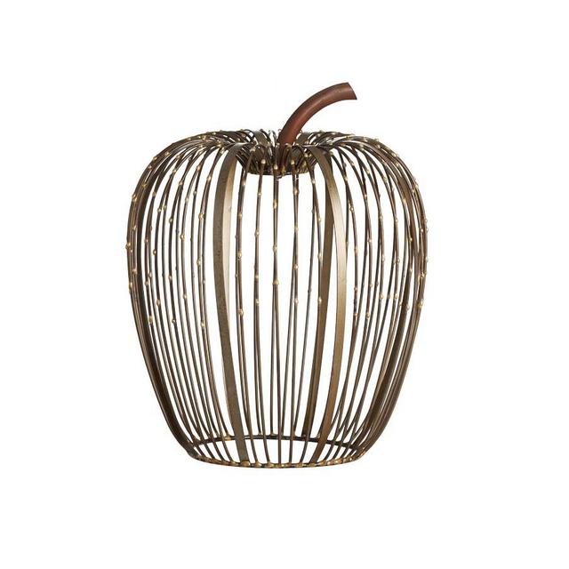 Beaded Wire Pumpkin Hurricane, Weathered Metal, Medium
