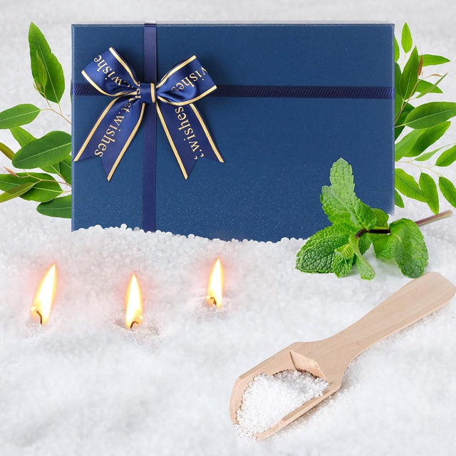 MTLEE Pearled Candle 4.4 Lb/70oz Eucalyptus Scented Sand Candle Kit Include 100 Wicks, Bow Gift Box, Spoon Reusable Pearled Wax for Mother Mom Day Gift DIY Home Kit