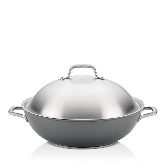 Anolon Accolade Hard-Anodized Precision Forge 13.5" Wok with Lid, Moonstone