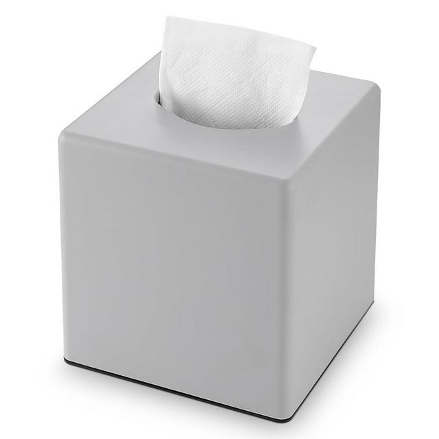Y-in Hand Tissue Box Cover, Square Facial Tissue Holder Storage for Bathroom Vanity, Countertops, Dressers, Night Stand, Parlors and Offices - Grey