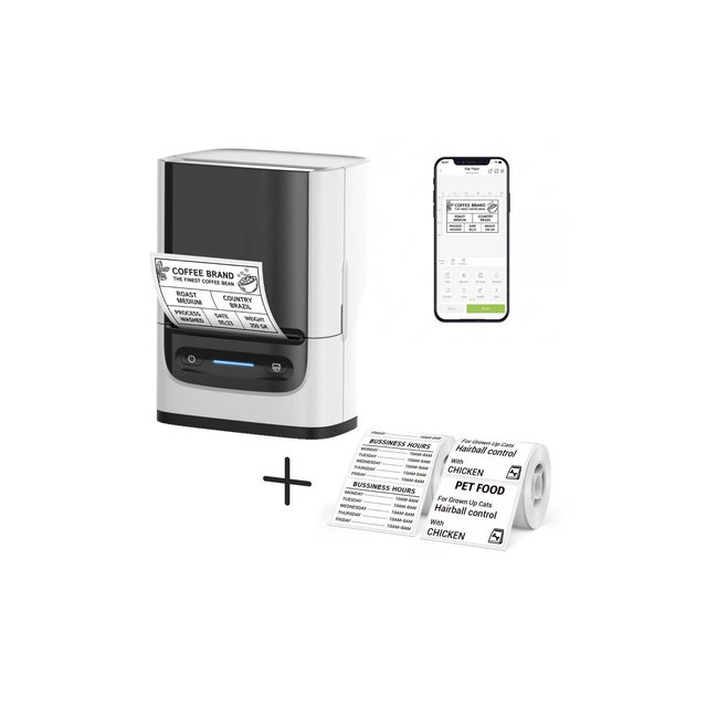 Nelko PM220 Portable Bluetooth Label Printer White with 50x30mm 100pc Roll and 40x30mm 230pc Roll